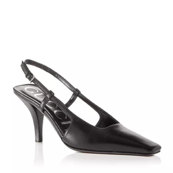 Slingback Square Toe Pumps (black, 34.5, worn once) - Picture 1 of 4